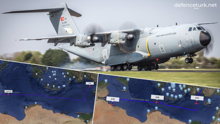 TSK’ya ait üç adet A400M nakliye uçağı Vatiye Hava Üssüne uçuş gerçekleştirdi