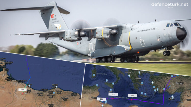 TSK’ya ait üç adet A400M nakliye uçağı Vatiye Hava Üssü’ne uçtu
