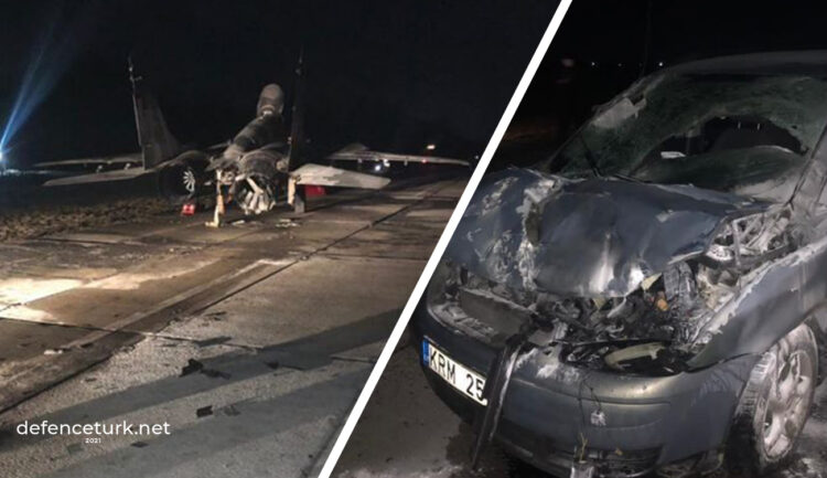 Ukrayna’da subay aracı ile MİG-29 savaş uçağına çarptı