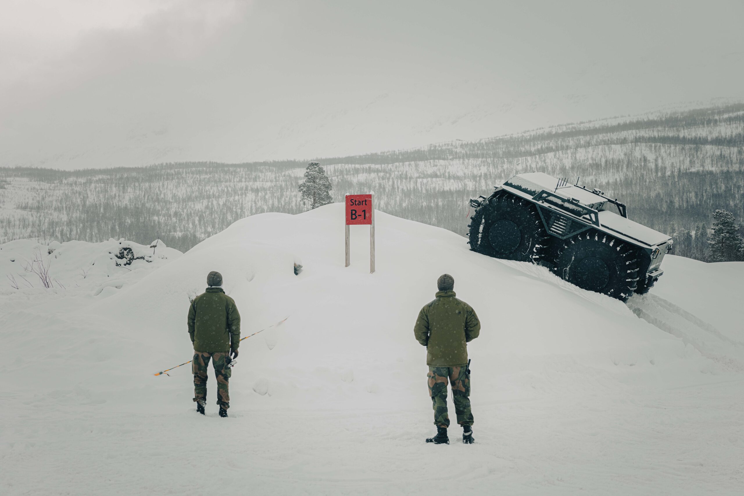 Norwegian Army Soldiers participate in a static display during the culminating event of Exercise Joint Viking 25 in Setermoen, Norway, March 14, 2025. U.S. Marines are in Norway as part of exercise Joint Viking 25, a Norwegian military exercise focusing on arctic cold-weather training and military-to-military engagements. The exercise demonstrates the Marine Corps' unique ability to rapidly deploy during a crisis and aims to enhance interoperability between the U.S. Marine Corps and NATO allies and partners. (U.S. Marine Corps photo by Sgt. Antonino Mazzamuto)