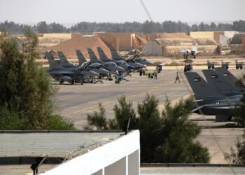 U.S. Air Force F-16 Fighting Falcon pilots with the 157th Fighter Squadron, 169th Fighter Wing, McEntire Joint National Guard Base, S.C., land after performing a flyover in formation during the 2009 Eager Tiger 10, Falcon Air Meet (FAM) Oct. 20, 2009, at Mwaffaq Salti Air Base, Azraq, Jordan. The formation was the first of several competitions among U.S., Jordanian and Belgium F-16 units. FAM's goal is to foster strong relationship between the U.S. and Middle Eastern countries and promote stability in the region. F-16 units from the United States, Belgium and Jordan are competing in this year's competition. (U.S. Air Force photo by Tech. Sgt. Caycee Cook/Released)