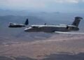 A U.S. Air Force EC-130H Compass Call aircraft and an EA-37B Compass Call aircraft assigned to the 55th Electronic Combat Group fly in formation over Southern Arizona, Sept. 3, 2026. Together in formation for the first time, the aircraft symbolize the continuation of a critical combat capability that enables U.S. and coalition forces to disrupt, deny and degrade adversary command and control networks. (U.S. Air Force photo by Senior Airman Devlin Bishop)