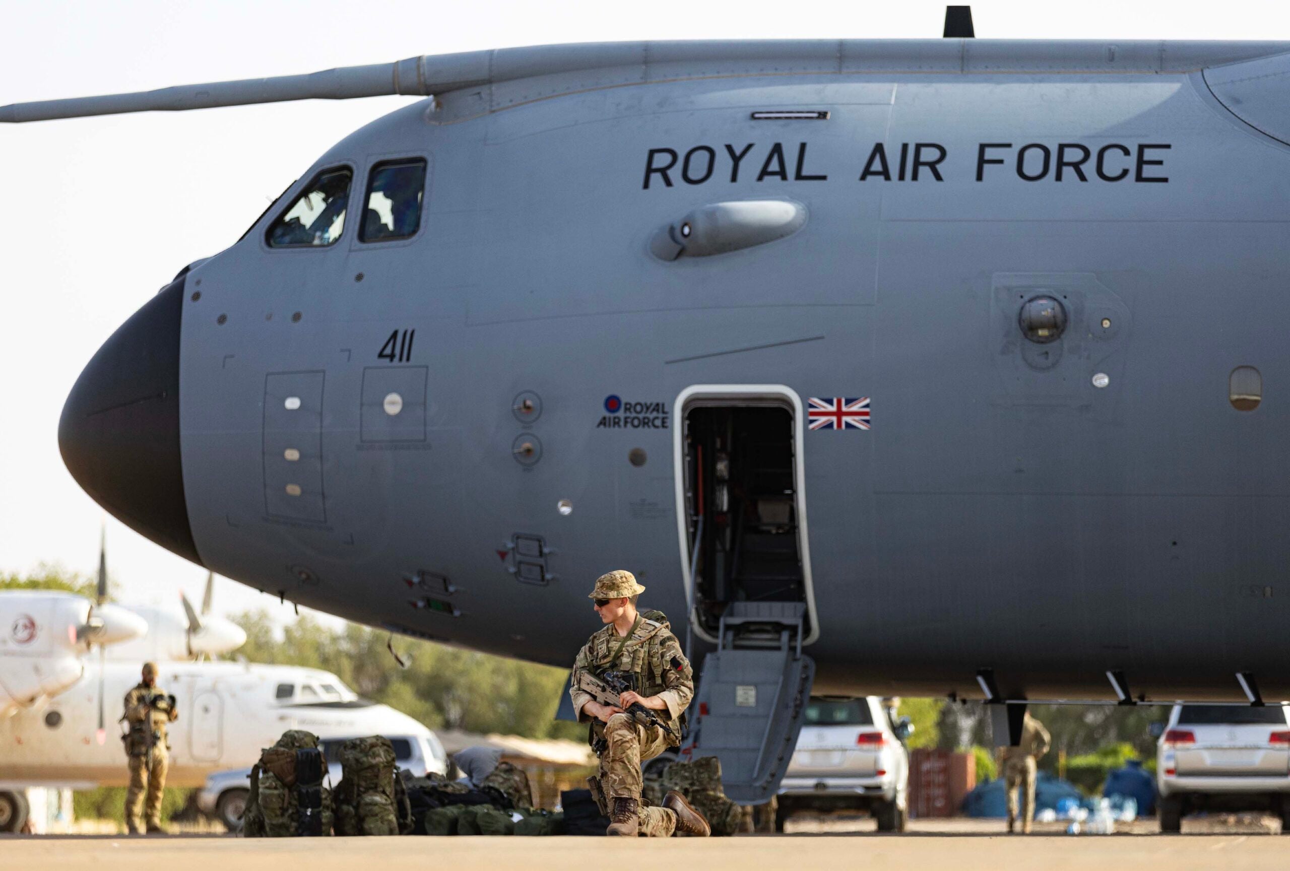 AA Royal Air Force A400 from RAF Akrotiri supports 40 Commando and other units in Sudan in support of the FCDO Non-combatant Evacuate Operation. This is the last of many missions evacuating Eentitled Persons back to Cyprus and on to the UK.
